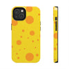 Cheerful Cheese Pattern Tough Phone Case - Vibrant Yellow with Orange Dots