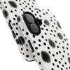 Trendy Tough Phone Case with Black Polka Dots