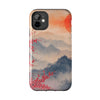 Elegant Cherry Blossom Phone Case - Tough Protection with Scenic Mountain Design