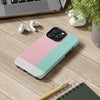 Stylish Tough Phone Case - Pastel Pink and Mint Design