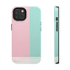 Stylish Tough Phone Case - Pastel Pink and Mint Design