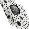 Trendy Tough Phone Case with Black Polka Dots