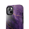 Elegant Purple Marble Tough Phone Case with Gold Accents