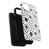 Trendy Tough Phone Case with Black Polka Dots