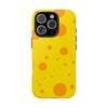 Cheerful Cheese Pattern Tough Phone Case - Vibrant Yellow with Orange Dots