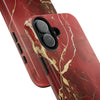 Elegant Red with Gold Veins Tough Phone Case