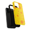 Cheerful Cheese Pattern Tough Phone Case - Vibrant Yellow with Orange Dots