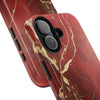 Elegant Red with Gold Veins Tough Phone Case