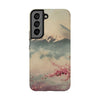 Mountain Blossom Tough Phone Case - Durable Phone Protector with Cherry Blossom and Scenic Design