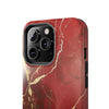 Elegant Red with Gold Veins Tough Phone Case