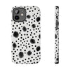 Trendy Tough Phone Case with Black Polka Dots