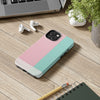 Stylish Tough Phone Case - Pastel Pink and Mint Design