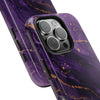 Elegant Purple Marble Tough Phone Case with Gold Accents