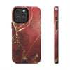 Elegant Red with Gold Veins Tough Phone Case