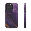 Elegant Purple Marble Tough Phone Case with Gold Accents