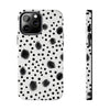 Trendy Tough Phone Case with Black Polka Dots