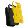 Cheerful Cheese Pattern Tough Phone Case - Vibrant Yellow with Orange Dots