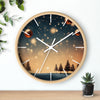 Christmas Themed Wall Clock – Holiday Decor with Festive Trees and Ornaments