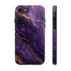 Elegant Purple Marble Tough Phone Case with Gold Accents