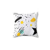 Modern Geometric Decorative Pillow - Abstract Design in Black, Yellow, and Blue