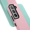 Stylish Tough Phone Case - Pastel Pink and Mint Design