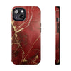 Elegant Red with Gold Veins Tough Phone Case