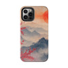 Elegant Cherry Blossom Phone Case - Tough Protection with Scenic Mountain Design