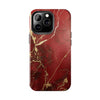 Elegant Red with Gold Veins Tough Phone Case