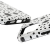 Trendy Tough Phone Case with Black Polka Dots