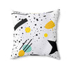 Modern Geometric Decorative Pillow - Abstract Design in Black, Yellow, and Blue