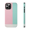 Stylish Tough Phone Case - Pastel Pink and Mint Design