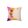 Floral Tea Square Pillow - Vibrant Botanical Design for Cozy Spaces