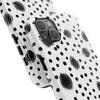 Trendy Tough Phone Case with Black Polka Dots