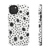 Trendy Tough Phone Case with Black Polka Dots