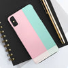 Stylish Tough Phone Case - Pastel Pink and Mint Design