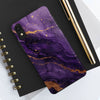 Elegant Purple Marble Tough Phone Case with Gold Accents