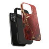 Elegant Red with Gold Veins Tough Phone Case