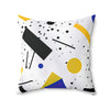 Modern Geometric Decorative Pillow - Abstract Design in Black, Yellow, and Blue