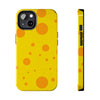 Cheerful Cheese Pattern Tough Phone Case - Vibrant Yellow with Orange Dots