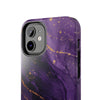 Elegant Purple Marble Tough Phone Case with Gold Accents