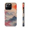 Elegant Cherry Blossom Phone Case - Tough Protection with Scenic Mountain Design