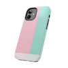 Stylish Tough Phone Case - Pastel Pink and Mint Design