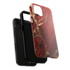 Elegant Red with Gold Veins Tough Phone Case