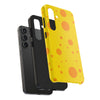 Cheerful Cheese Pattern Tough Phone Case - Vibrant Yellow with Orange Dots