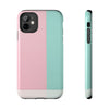 Stylish Tough Phone Case - Pastel Pink and Mint Design