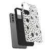 Trendy Tough Phone Case with Black Polka Dots