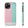 Stylish Tough Phone Case - Pastel Pink and Mint Design