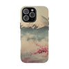 Mountain Blossom Tough Phone Case - Durable Phone Protector with Cherry Blossom and Scenic Design