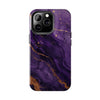 Elegant Purple Marble Tough Phone Case with Gold Accents