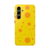 Cheerful Cheese Pattern Tough Phone Case - Vibrant Yellow with Orange Dots